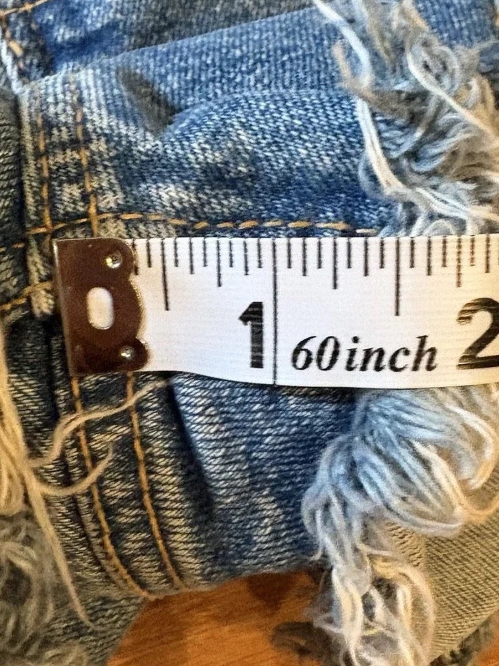Zara Light Blue Distressed Denim Jean Shorts - Picture 4 of 5